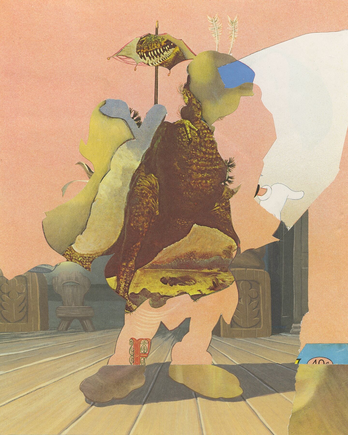 Paul Henderson, Handshake Man (2025) archival pigment print by Paul Henderson from analog paper collage on book cover