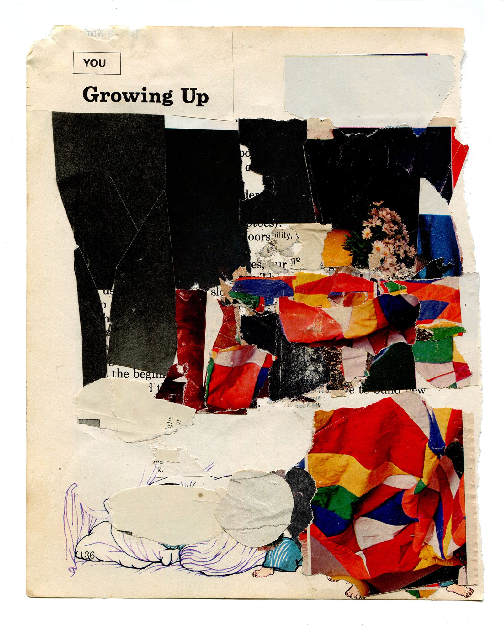 Growing Up (You) (2025) archival pigment print by Andrea Burgay, from collage on textbook page; 4 sizes, edition varies