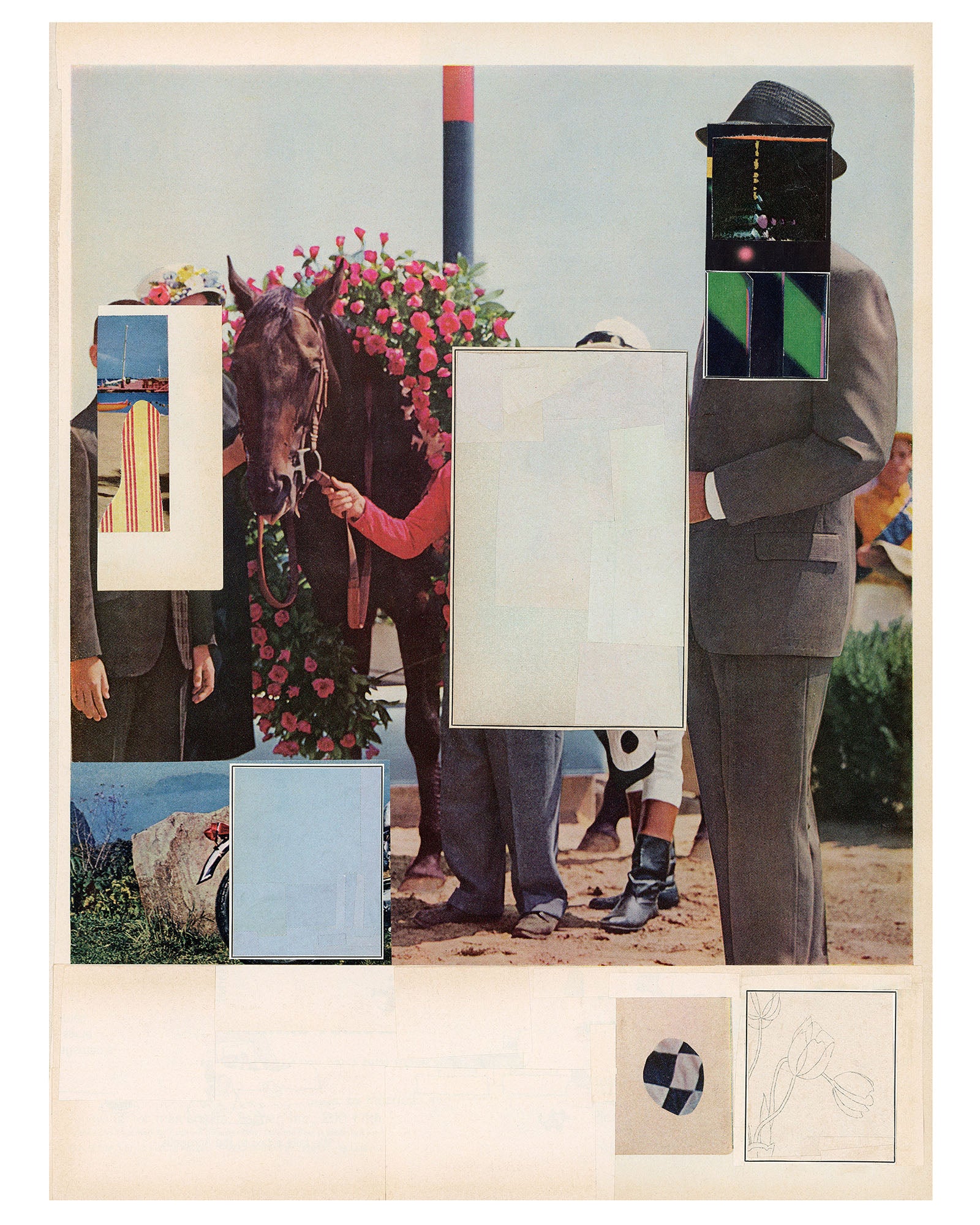 Jack Felice, Flowers For The Horses (2023) paper collage by Jack Felice, 9.75×13 in