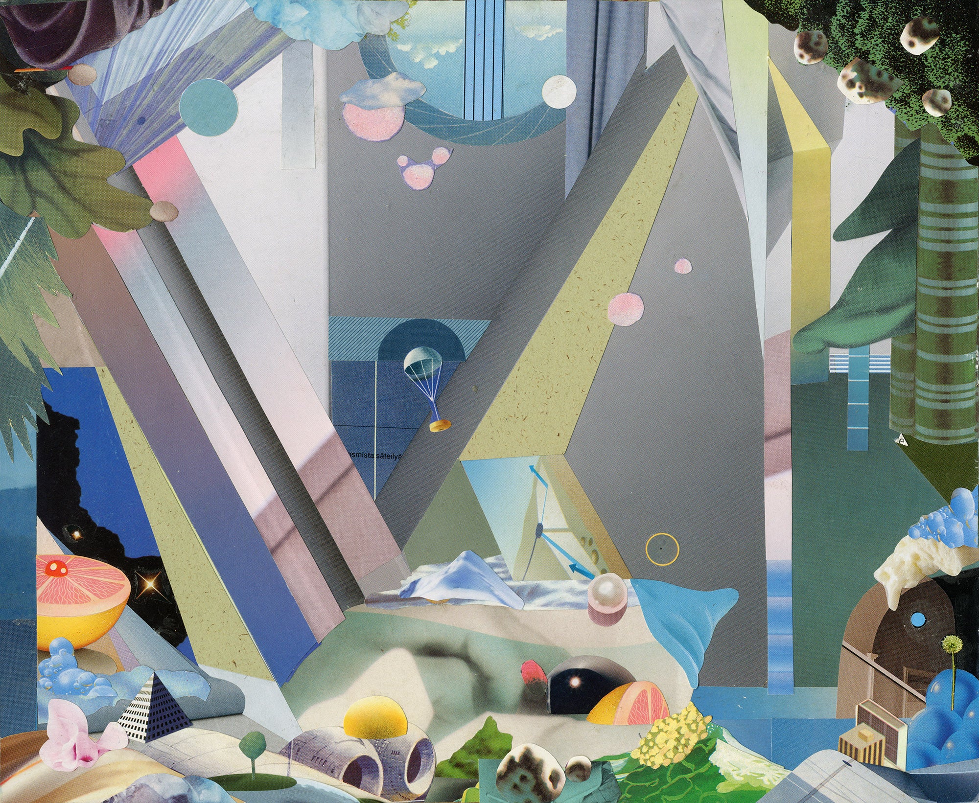 Miko Hornborg, Temporary Escape (2025) paper collage by Miko Hornborg on wood, 8.3×10.2 in