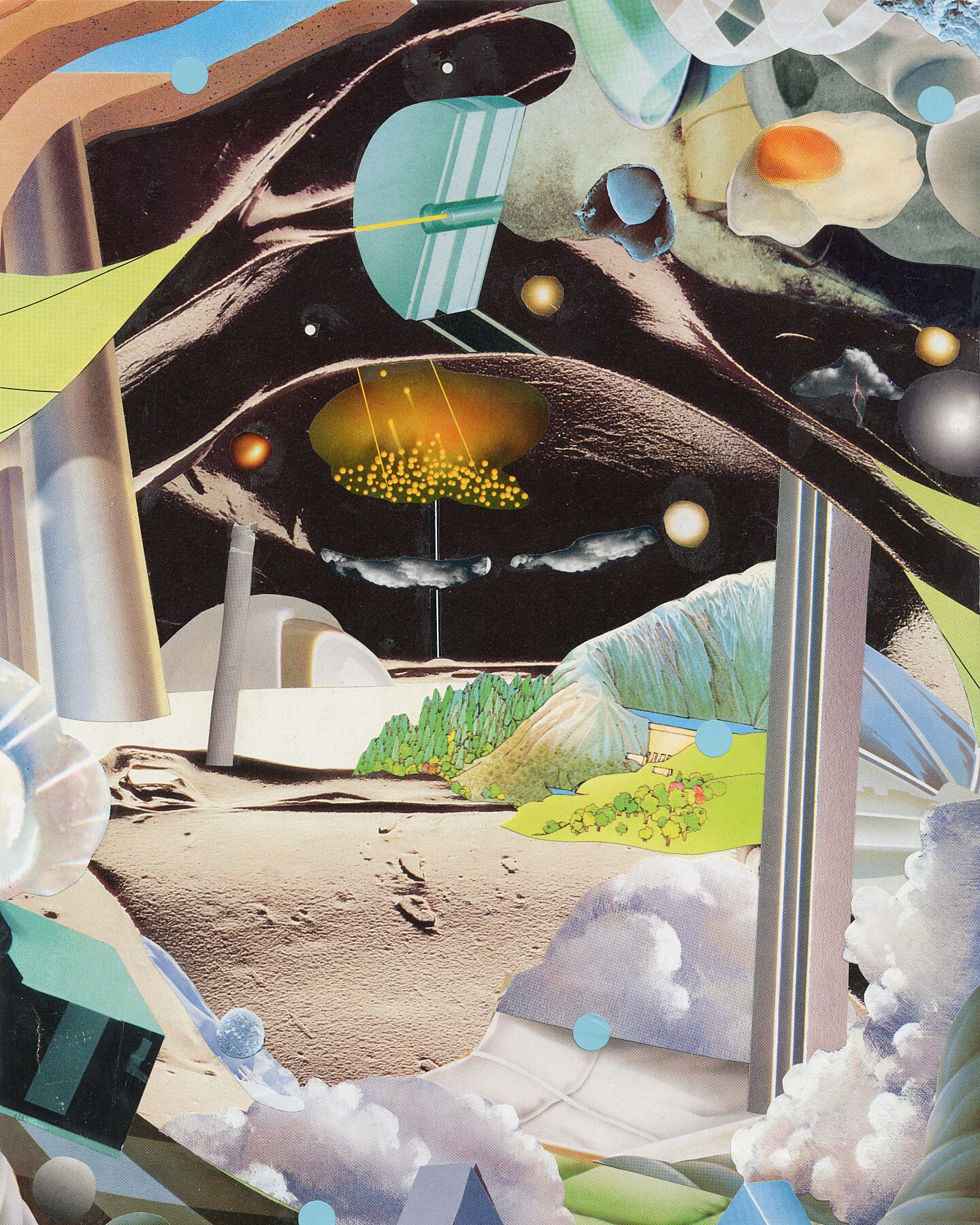 Miko Hornborg, Shadows of Tomorrow (2025) archival pigment print by Miko Hornborg from paper collage original