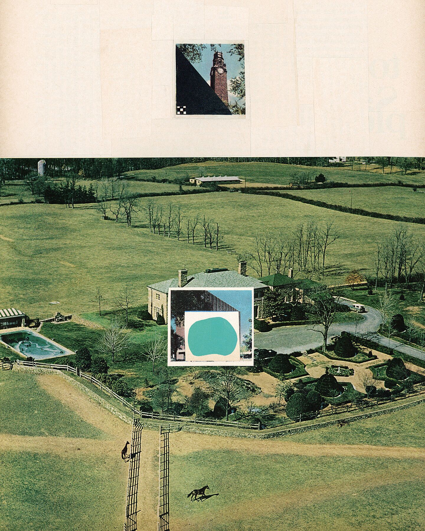 Jack Felice, The Thrill Of An Above Ground Pool (2024) archival pigment print by Jack Felice from paper collage original